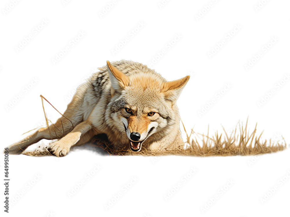 Coyote Playful Tumble, Transparent Background