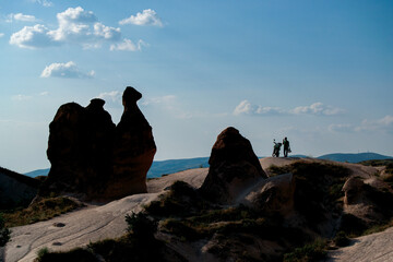 Wall Mural - Cappadocia silhouette, Cappadocia camel silhouette, camel from the rock, Cappadocia travel, silhouette of a person on a rock, silhouette of a person in the mountains, silhouette of a person