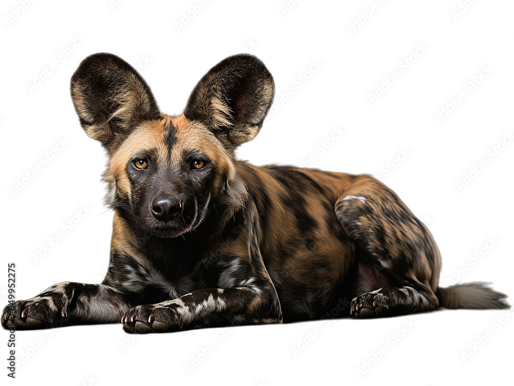 African Wild Dog Alert, Transparent Background