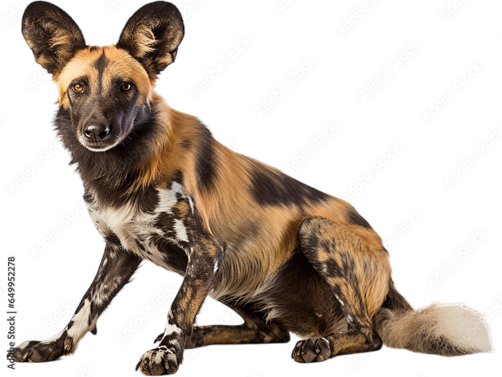 African Wild Dog Alert, Transparent Background