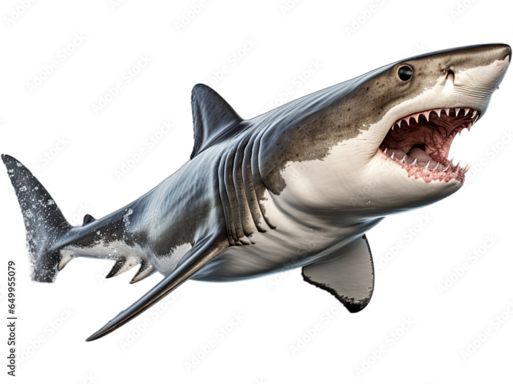 Great White Shark Breaching, Transparent Background