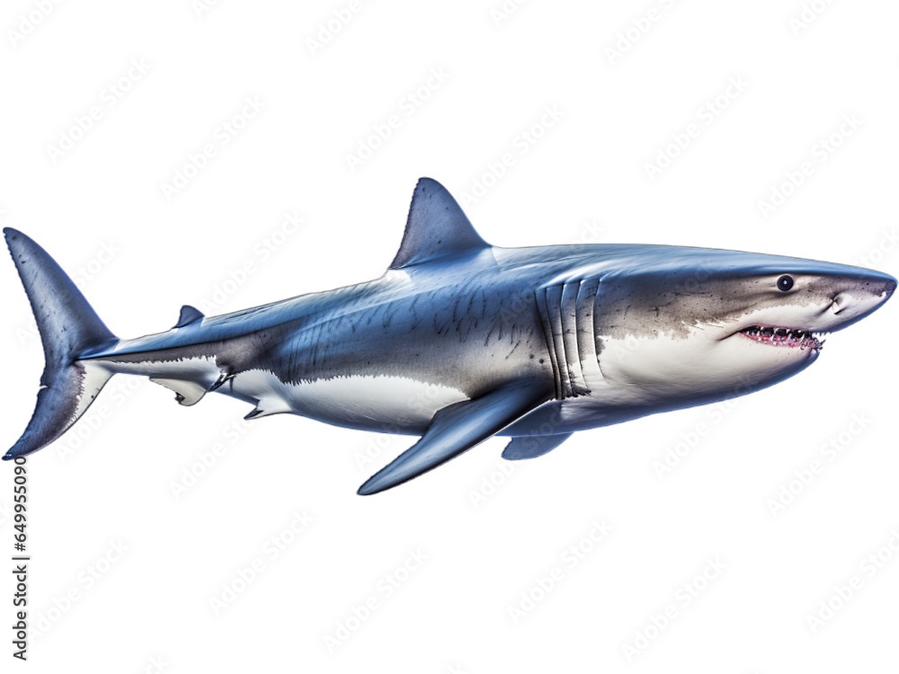 Great White Shark Close-up, Transparent Background