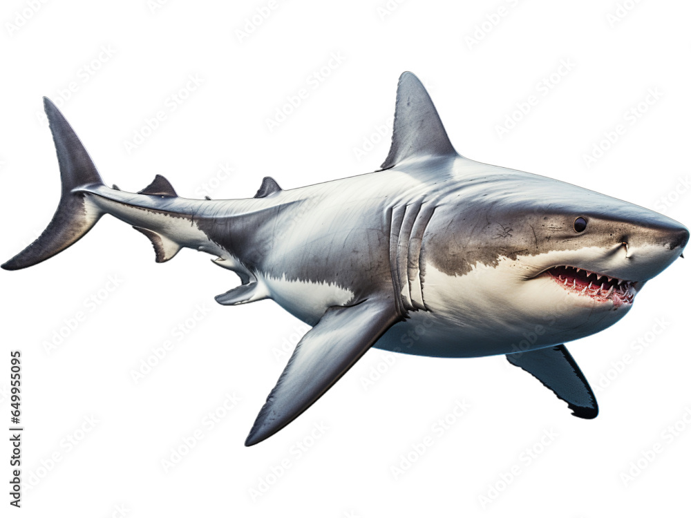 Great White Shark Curious Approach, Transparent Background