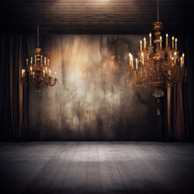 Haunted House With Large Chandeliers Background For Mockup Template