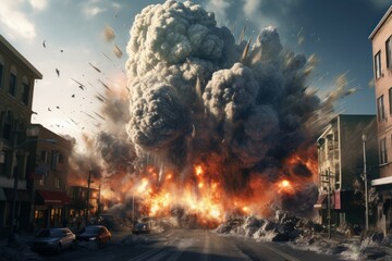 Wall Mural - Earthquake globe explosion art. Clash map. Generate Ai