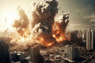 Wall Mural - Vibrant Earthquake globe explosion art. Clash map. Generate Ai
