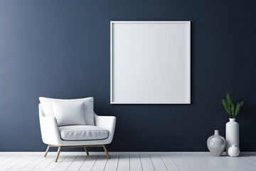 Frame mockup in minimal design room. Photo frame mockup. Blank painting frame for product display