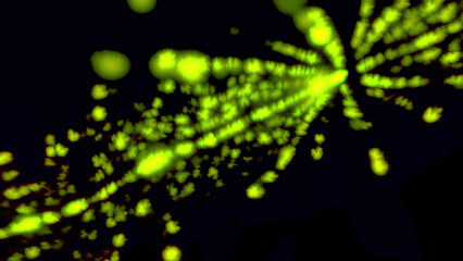 Wall Mural - Slow energy flying particles. Motion. Lines of tiny shining lines with 3D effect.