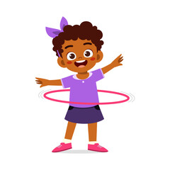 Poster - little kid play hula hoop and feel happy