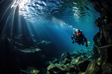 Wall Mural - Underwater cave adventure magazine 
