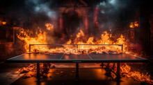Inferno Table Tennis: Thrilling Ping Pong Match With Flaming Table And Fiery Lights
