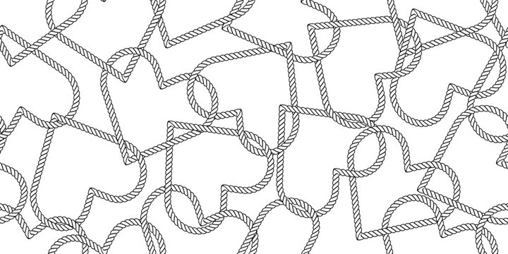 black white hearts rope seamless pattern