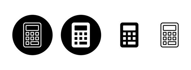 Calculator icon set illustration. Accounting calculator sign and symbol.