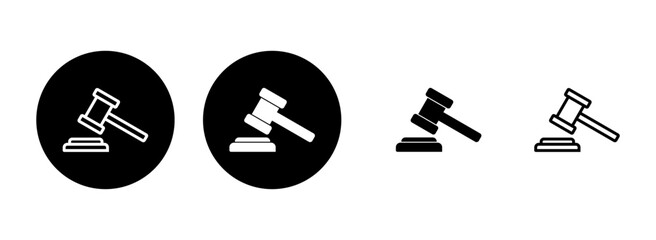 Gavel icon set illustration. judge gavel sign and symbol. law icon. auction hammer