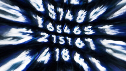Wall Mural - internet network. motion. black background with a light code of numbers with backlight made in carto