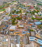 Fototapeta Miasto - Aerial view of Coventry, a city in central England known for the medieval Coventry Cathedral and statue of lady Godiva