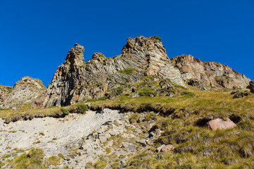 Granit rocks and Mountains in Elbrus region, the highest mountain in Europe