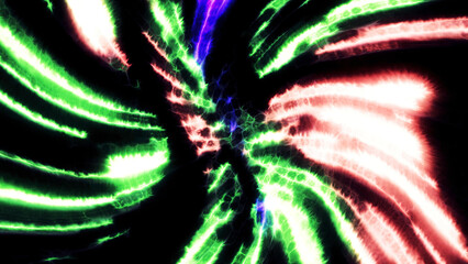 Wall Mural - Abstract neon space swirl on a black background. Motion. Flying fast inside outer space wormhole.