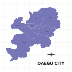 Wall Mural - Daegu city map illustration. Map of cities in South Korea