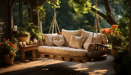 outdoor garden with swing