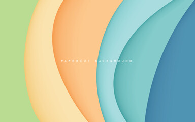 Canvas Print - abstract paper cut shape background with pastel colors