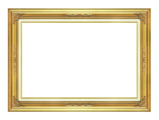 Wall Mural - Antique golden frame isolated on white background, clipping path