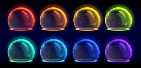 Wall Mural - 3d protect shield sphere bubble effect vector. abstract red dome force field barrier with secure ene