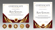 © Yuni25 - Red and gold certificate of appreciation border template with luxury badges. vector