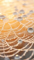 Water droplets glistening on a delicate spider web
