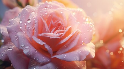 A vibrant pink rose covered in sparkling water droplets