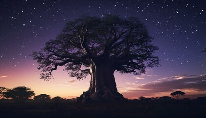 Poster - A majestic tree standing in the center of a vast open field