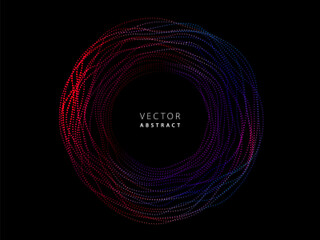 Wall Mural - round frame made of wavy colorful dotted lines. vector illustration.
