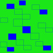 Blue rectangles on a green background
