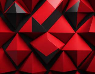 Wall Mural - Futuristic ,red, High Tech, dark background, with a triangular block structure. Wall texture background, Ai Generated