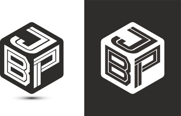 Wall Mural - JBP letter logo design with illustrator cube logo, vector logo modern alphabet font overlap style.