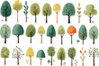 Set of childrens book style trees