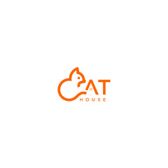 Wall Mural - Cat Line Of Pet House Logo Design Vector template