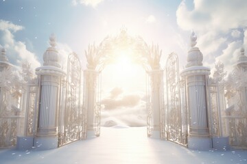 Wall Mural - warm and feel good heaven gate. generative ai