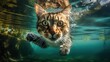 a swimming cat in water