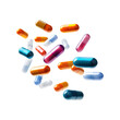 © Vector Nazmul - flying pills and capsules isolated on transparent background Remove png, Clipping Path