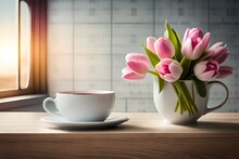 Cup Of Coffee And Flowers