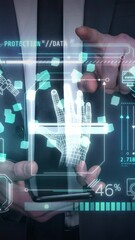 Wall Mural - infographics in the virtual space about personal identification.