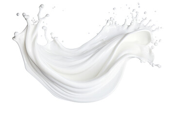 White milk wave splash with splatters and drops high speed photography cut out transparent isolated on white background ,PNG file ,artwork graphic design illustration.