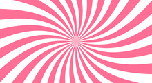 Ice Cream Swirl Pattern, Strawberry Milk Twist Candy Background. Vector Spiral Texture Of Pink And White Wavy Lines. Sweet Fruit Ice Cream, Lollipop Candy Or Yogurt Radial Pattern, Retro Background