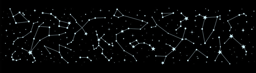 stars constellation border or night sky map, mystic astrology, astronomy and esoteric vector backgro