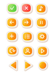 Wall Mural - game ui button. mobile application or game interface element. cartoon colorful design. sticker or la