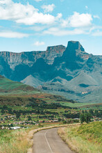 The Villages And Landscapes Surrounding The Natural Amphitheatre In The Drakensberg Mountain Range Of South Africa.
