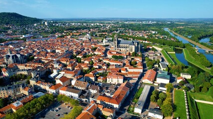 Wall Mural - Aerial view of Toul in France on a sunny noon in early summer.