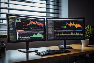 Leinwandbilder - A snapshot of a desktop computer in a creative modern office.