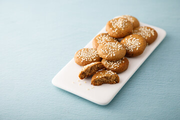 Canvas Print - Healthy rye cookies with sesame seeds